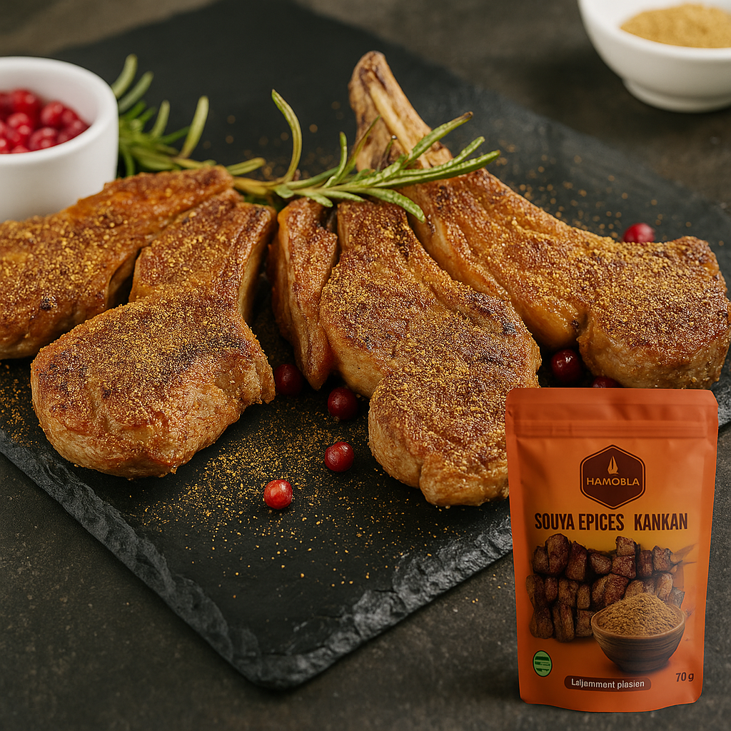 Recette Dibi côtelette au Souya Épices Hawoua (suya/yaji), cuisson BBQ ou four